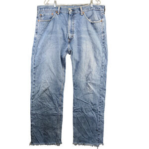 Levi's 505 Men's Straight Jeans Blue 38x32 Actual 38x29 5-Pocket Frayed Cotton